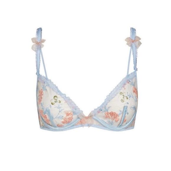 NWT For Love & Lemons x Victoria’s Secret Lily Embroidered Bra Lavender XXS - Picture 2 of 9